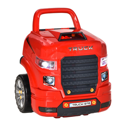 Kids Educational Toy Truck Service Station Playset with RC Car Key for Toddlers 3-5 Years - Red