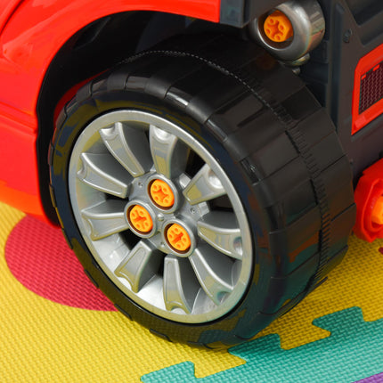 Kids Educational Toy Truck Service Station Playset with RC Car Key for Toddlers 3-5 Years - Red