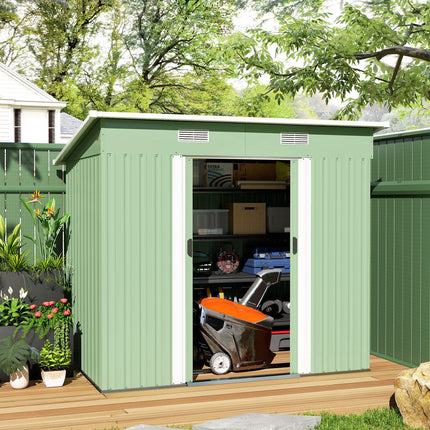 6.8 x 4.3ft Outdoor Garden Storage Shed with Sliding Door & Air Vents - Light Green