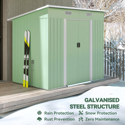 6.8 x 4.3ft Outdoor Garden Storage Shed with Sliding Door & Air Vents - Light Green