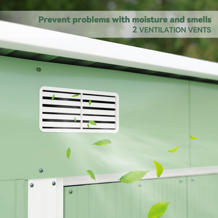 6.8 x 4.3ft Outdoor Garden Storage Shed with Sliding Door & Air Vents - Light Green