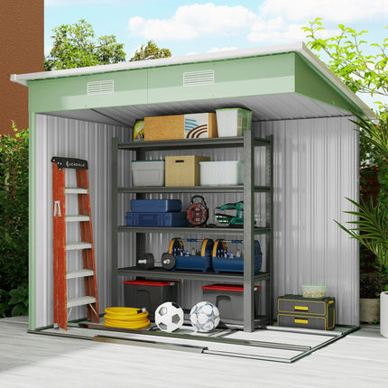 6.8 x 4.3ft Outdoor Garden Storage Shed with Sliding Door & Air Vents - Light Green