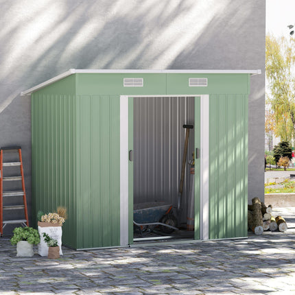6.8 x 4.3ft Outdoor Garden Storage Shed with Sliding Door & Air Vents - Light Green