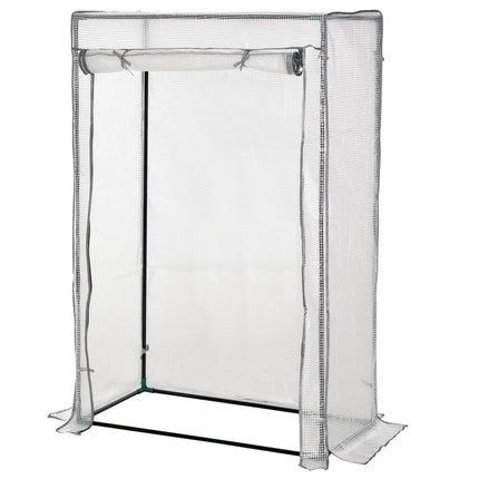 Steel Frame 1-Piece Greenhouse with PE Cover and Roll-Up Door - White