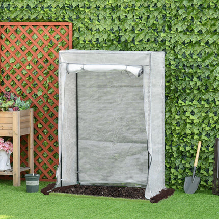 Steel Frame 1-Piece Greenhouse with PE Cover and Roll-Up Door - White