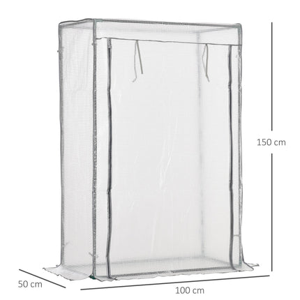 Steel Frame 1-Piece Greenhouse with PE Cover and Roll-Up Door - White