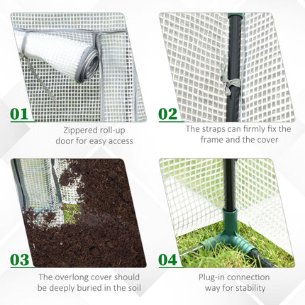 Steel Frame 1-Piece Greenhouse with PE Cover and Roll-Up Door - White