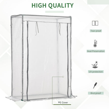 Steel Frame 1-Piece Greenhouse with PE Cover and Roll-Up Door - White