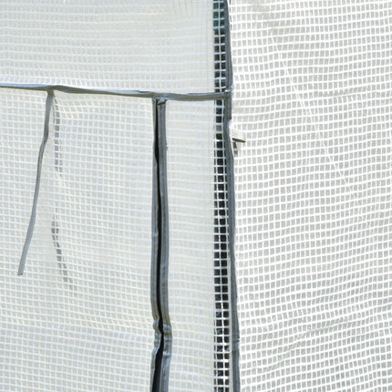 Steel Frame 1-Piece Greenhouse with PE Cover and Roll-Up Door - White
