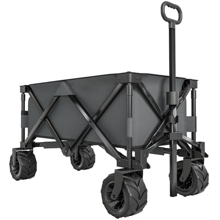Folding Outdoor Cargo Wagon Cart with 360° Anti-Slip Wheels - Dark Grey