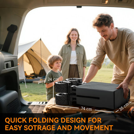 Folding Outdoor Cargo Wagon Cart with 360° Anti-Slip Wheels - Dark Grey