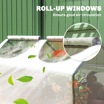 Mini Greenhouse Planter with Zippered Roll-Up Windows - White