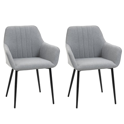 Dining Chairs Set of 2, Upholstered Linen Fabric Kitchen Chairs with Metal Legs