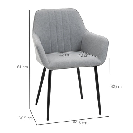 Dining Chairs Set of 2, Upholstered Linen Fabric Kitchen Chairs with Metal Legs