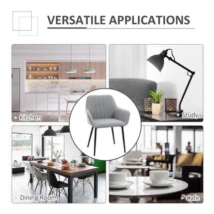 Dining Chairs Set of 2, Upholstered Linen Fabric Kitchen Chairs with Metal Legs