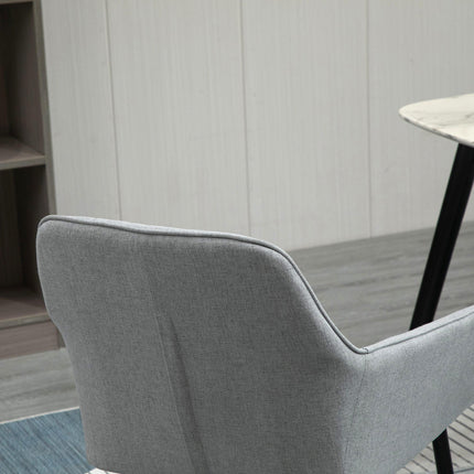 Dining Chairs Set of 2, Upholstered Linen Fabric Kitchen Chairs with Metal Legs
