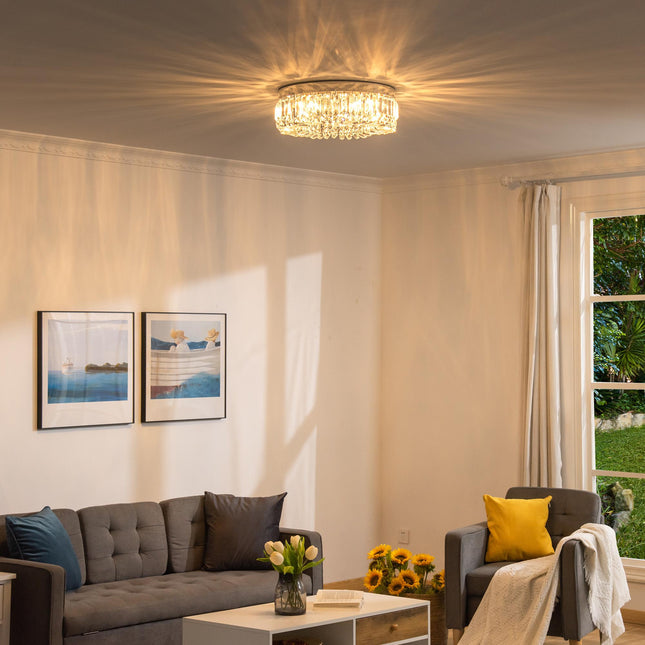 Modern Stainless Steel Crystal Pendant Chandelier for Living Room Bedroom Dining Room Hall - Silver