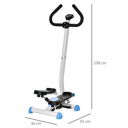 Adjustable Stepper Fitness Machine with LCD Monitor and Handlebars - Blue