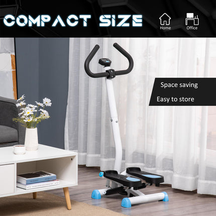 Adjustable Stepper Fitness Machine with LCD Monitor and Handlebars - Blue