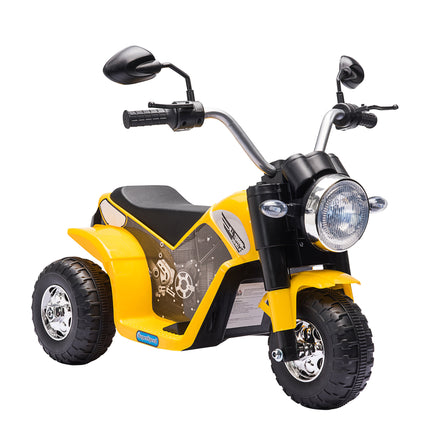 Kids 3-Wheel Electric Motorcycle Ride-On Toy 6V Battery Powered with Horn & Headlights for 18-36 Months - Yellow