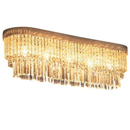 Modern Raindrop Crystal Chandelier, Round Rectangular hanging Ceiling Light, Lin