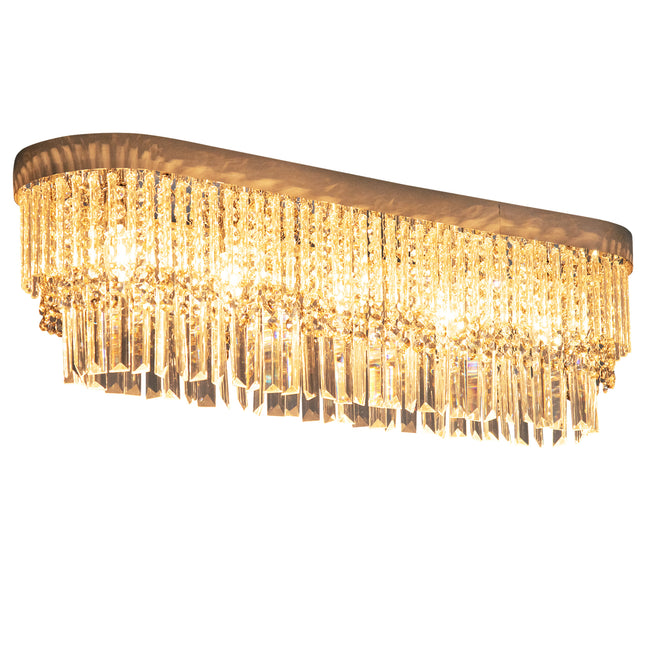 Modern Raindrop Crystal Chandelier, Round Rectangular hanging Ceiling Light, Lin