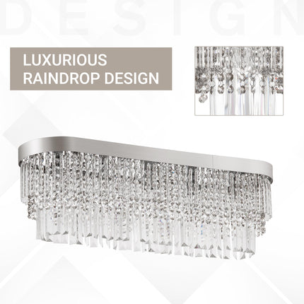 Modern Raindrop Crystal Chandelier, Round Rectangular hanging Ceiling Light, Lin