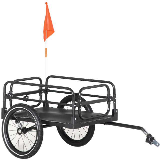 Steel Bike Trailer with Suspension and Triple Safety, 2-Wheel Outdoor Wagon Carrier - Black