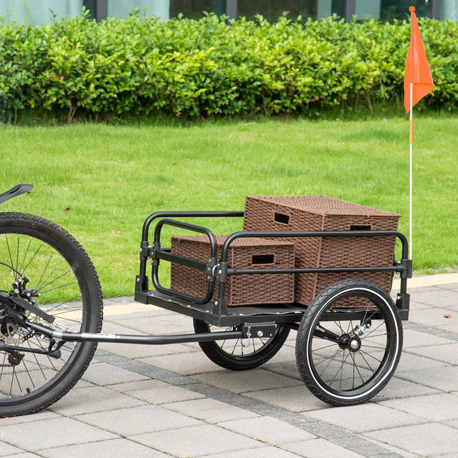 Steel Bike Trailer with Suspension and Triple Safety, 2-Wheel Outdoor Wagon Carrier - Black