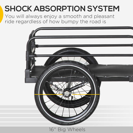 Steel Bike Trailer with Suspension and Triple Safety, 2-Wheel Outdoor Wagon Carrier - Black
