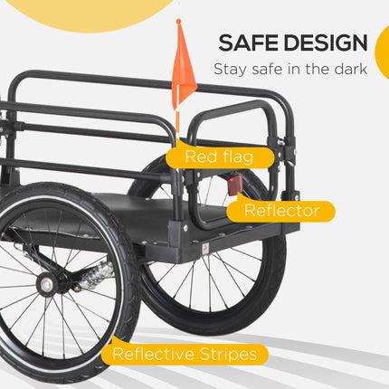 Steel Bike Trailer with Suspension and Triple Safety, 2-Wheel Outdoor Wagon Carrier - Black
