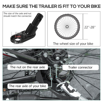 Steel Bike Trailer with Suspension and Triple Safety, 2-Wheel Outdoor Wagon Carrier - Black