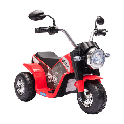 Kids 3-Wheel Electric Motorcycle Ride-On Toy 6V Battery Powered with Horn & Headlights for 18-36 Months - Red