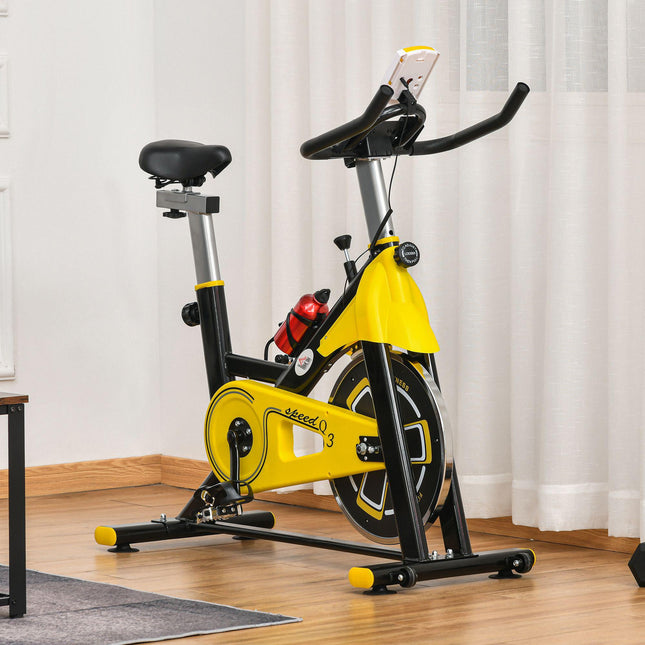 Upright Indoor Exercise Bike with Adjustable Resistance and LCD Display - Black