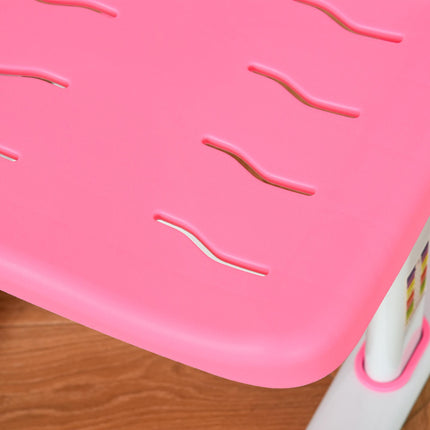 Height Adjustable 2 Piece Kids Desk and Chair Set with USB Lamp - Pink and White