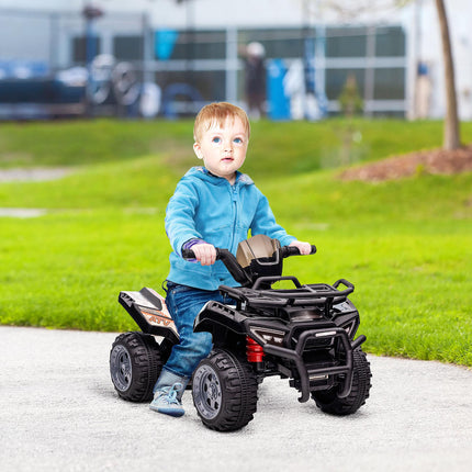 Kids Ride-On Four Wheeler ATV with Working Headlights 6V Battery Motorcycle for 18-36 Months - Black