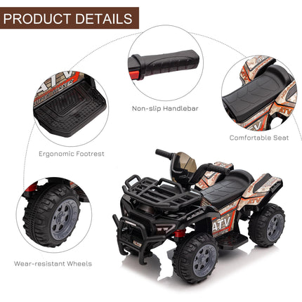 Kids Ride-On Four Wheeler ATV with Working Headlights 6V Battery Motorcycle for 18-36 Months - Black