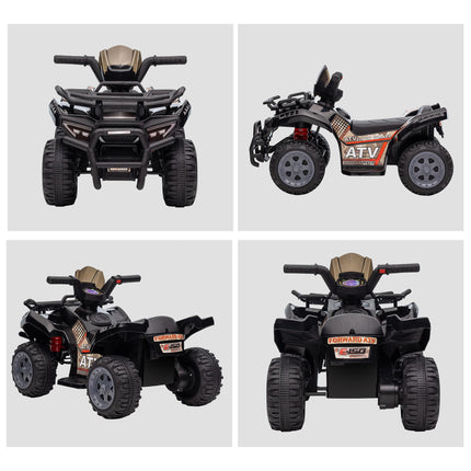 Kids Ride-On Four Wheeler ATV with Working Headlights 6V Battery Motorcycle for 18-36 Months - Black