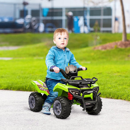 Kids Ride-On Four Wheeler ATV Car with Working Headlights 6V Battery for 18-36 Months - Green