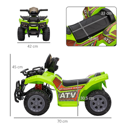 Kids Ride-On Four Wheeler ATV Car with Working Headlights 6V Battery for 18-36 Months - Green