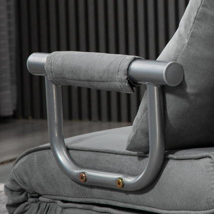 2-In-1 Single Sofa Bed Sleeper Foldable Armchair with Pillow - Light Grey