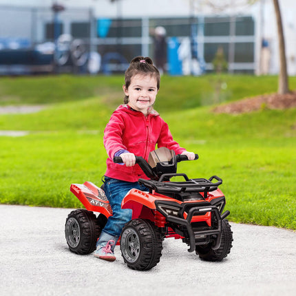 Kids Ride-On Four Wheeler ATV with Working Headlights 6V Battery Powered Motorcycle 18-36 Months - Red