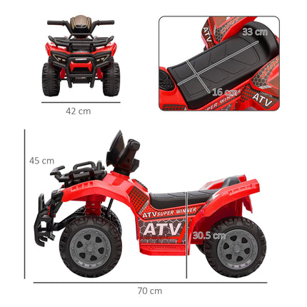 Kids Ride-On Four Wheeler ATV with Working Headlights 6V Battery Powered Motorcycle 18-36 Months - Red