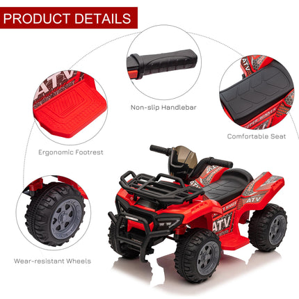Kids Ride-On Four Wheeler ATV with Working Headlights 6V Battery Powered Motorcycle 18-36 Months - Red
