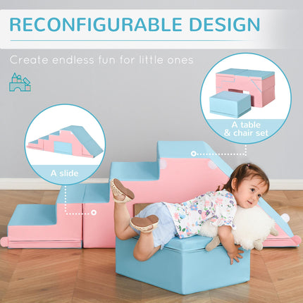 Soft Play Set 2-Piece Baby Foam Climber for Toddlers 1-3 Years - Pink Blue