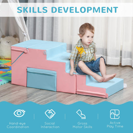 Soft Play Set 2-Piece Baby Foam Climber for Toddlers 1-3 Years - Pink Blue
