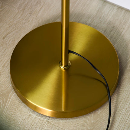 3-Light Tree Floor Lamp with Globe Shades and Steel Base - Gold Tone
