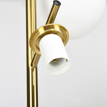 3-Light Tree Floor Lamp with Globe Shades and Steel Base - Gold Tone