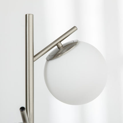 3-Light Modern Tree Floor Lamp with Globe Shades for Living Room & Bedroom - Silver