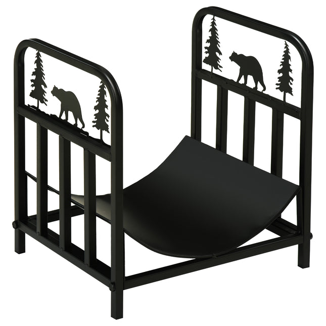 Metal Firewood Log Holder Indoor Outdoor Firewood Rack Inner Arced Fireplace Woo